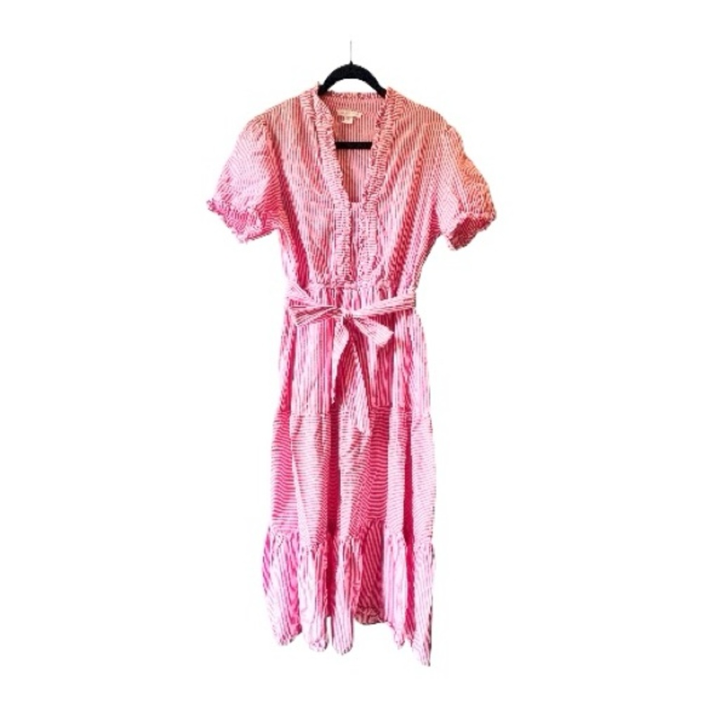 London Times Pink and White striped MAXI dress sz 14